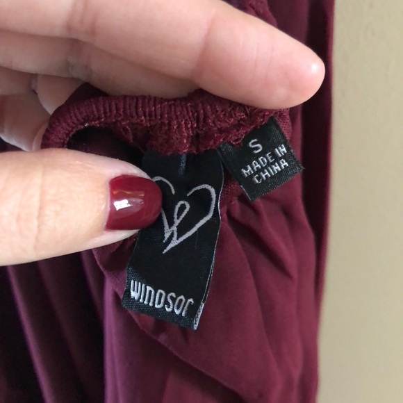 Burgundy Windsor High Low Dress with Lace Back - Picture 9 of 9